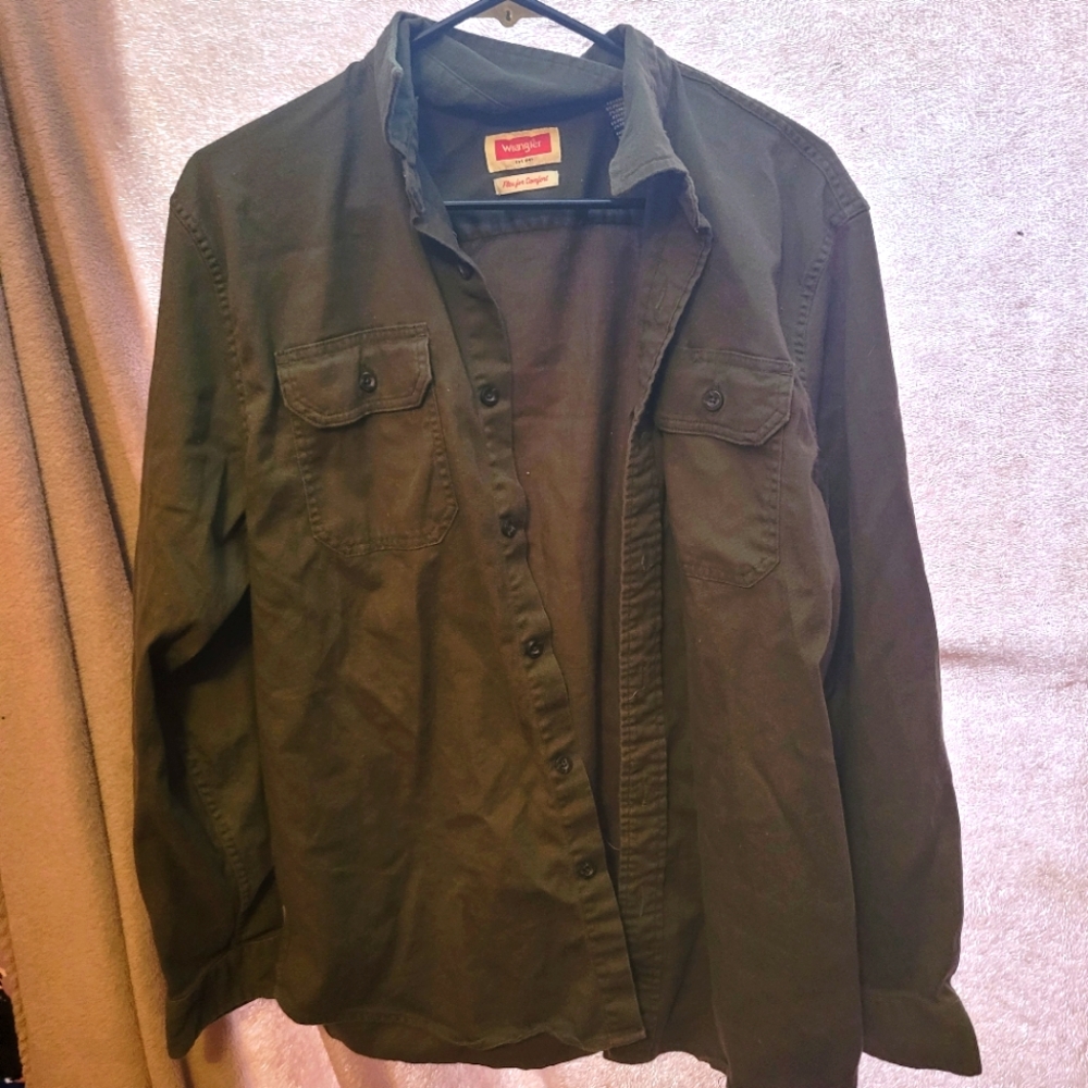 green wrangler dress shirt